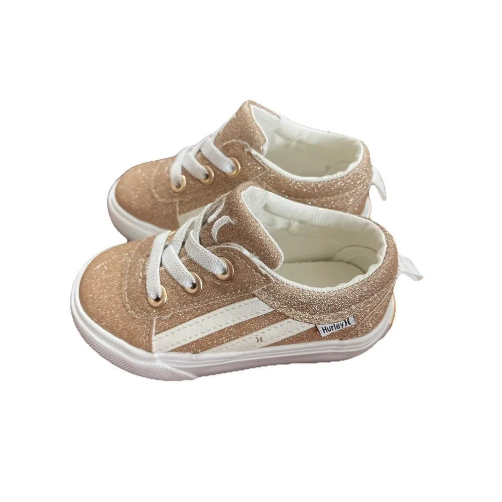Hurley Toddler Children's Sz 5 Casual Sneakers Gold & White Sparkle Broady -‎ GT